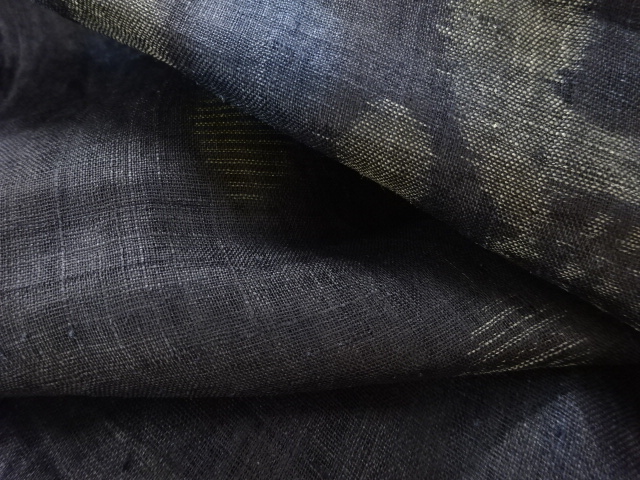  アンティーク　本場宮古上布　荒波模様織出し着物(材料)